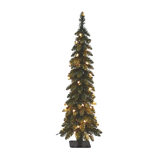 4 Foot Slim Spruce 2 1/2 Foot Pre-Lit Spruce Christmas Tree