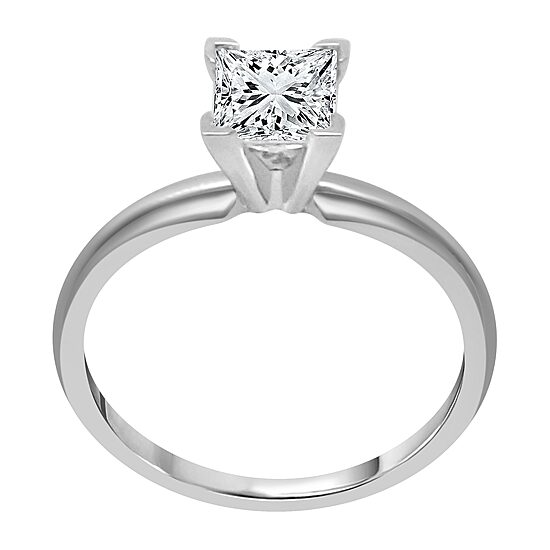 Deluxe Collection (I / I2) Womens 1 CT. Genuine White Diamond 14K White Gold Solitaire Engagement Ring