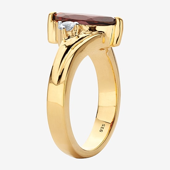 Womens Genuine Red Garnet 14K Gold Over Silver Cocktail Ring