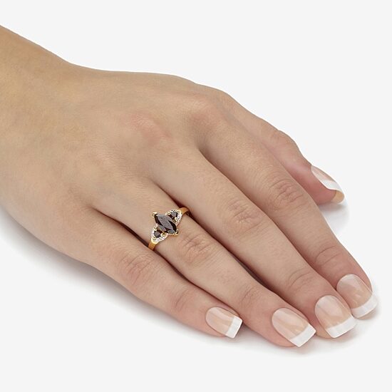 Womens Genuine Red Garnet 14K Gold Over Silver Cocktail Ring