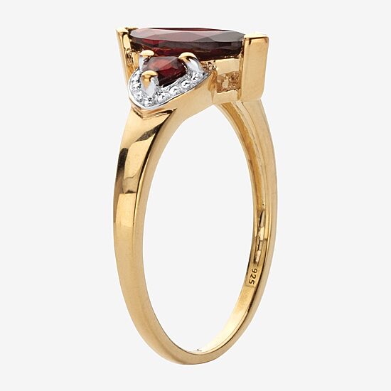 Womens Genuine Red Garnet 14K Gold Over Silver Cocktail Ring