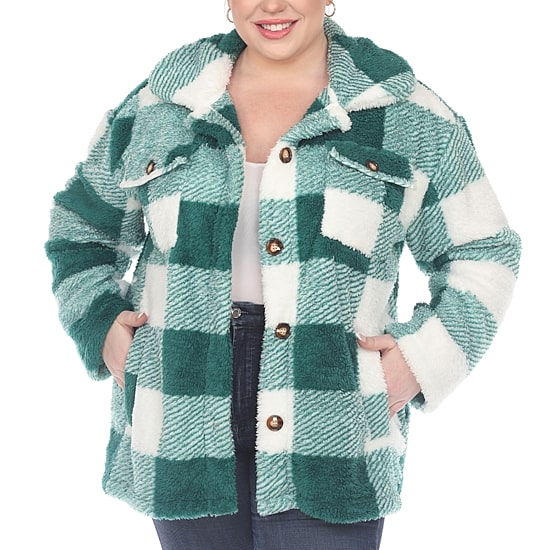 White Mark Womens Plus Lightweight Shirt Jacket