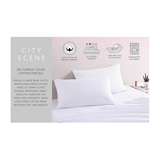 City Scene Cotton Percale 200TC Easy Care Sheet Set