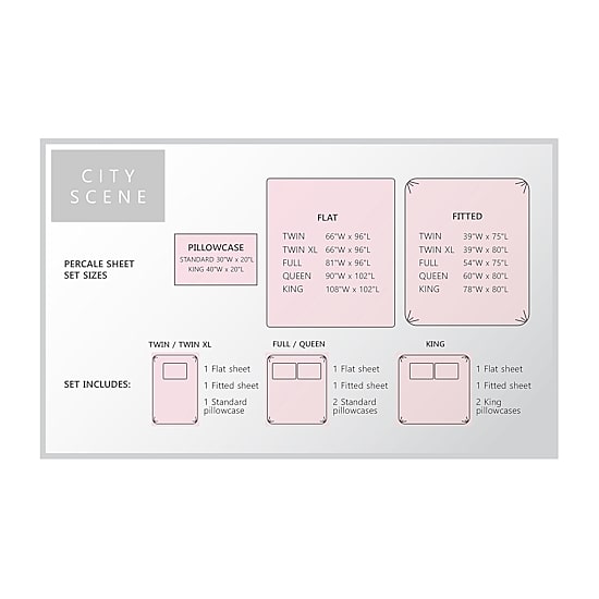City Scene Cotton Percale 200TC Easy Care Sheet Set