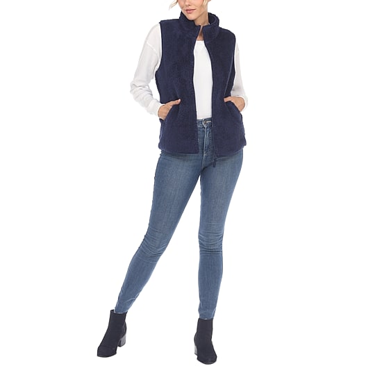 White Mark Womens Mock Neck Sleeveless Vest