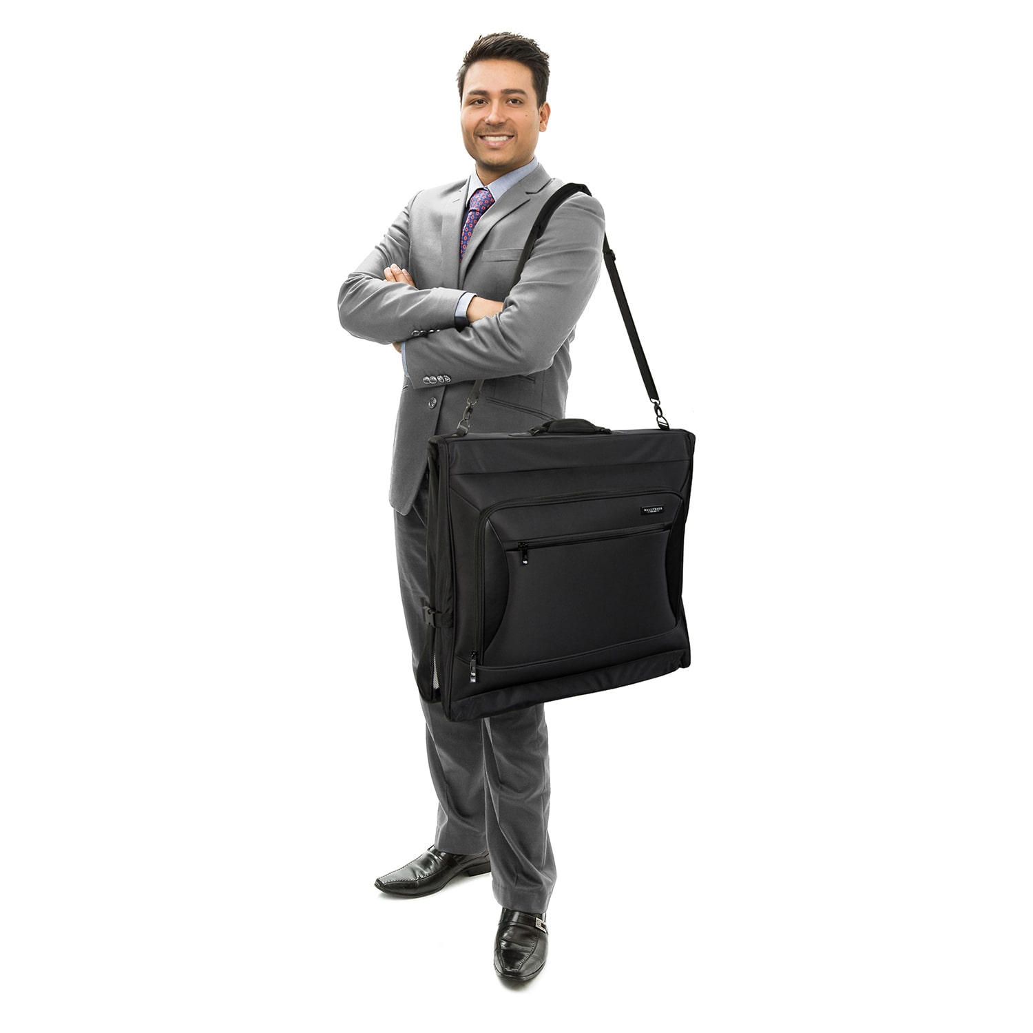 WallyBags Solutions 45" Premium Garment Bag with Shoulder Strap and Multiple Pockets