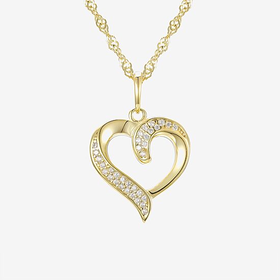 Girls 1/4 CT. Lab Created White Cubic Zirconia 14K Gold Over Silver 16 Inch Pendant Necklace