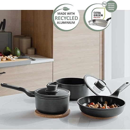 BergHOFF Leo Stone+ Ceramic 2-qt. Non-Stick Sauce Pan with Lid