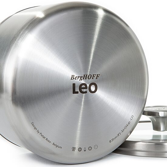 BergHOFF Leo Graphite Recycled 18/10 Stainless Steel 1.7-qt. Stockpot with Glass Lid