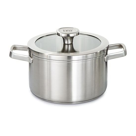 BergHOFF Leo Graphite Recycled 18/10 Stainless Steel 3.6-qt. Stockpot with Glass Lid