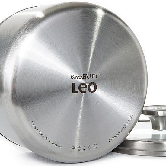 BergHOFF Leo Graphite Recycled 18/10 Stainless Steel 3.6-qt. Stockpot with Glass Lid