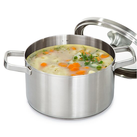 BergHOFF Leo Graphite Recycled 18/10 Stainless Steel 3.6-qt. Stockpot with Glass Lid