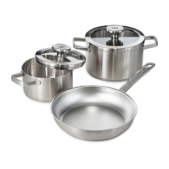 BergHOFF Leo Graphite Recycled 18/10 Stainless Steel 3.6-qt. Stockpot with Glass Lid
