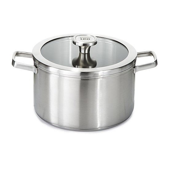 BergHOFF Leo Graphite Recycled 18/10 Stainless Steel 6.3-qt. Stockpot with Glass Lid