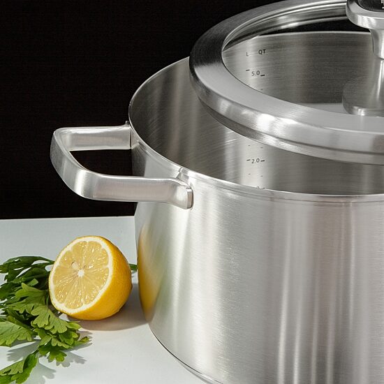 BergHOFF Leo Graphite Recycled 18/10 Stainless Steel 6.3-qt. Stockpot with Glass Lid