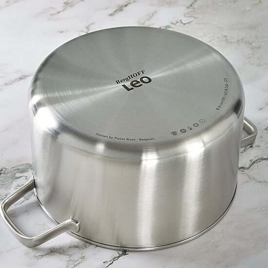 BergHOFF Leo Graphite Recycled 18/10 Stainless Steel 6.3-qt. Stockpot with Glass Lid