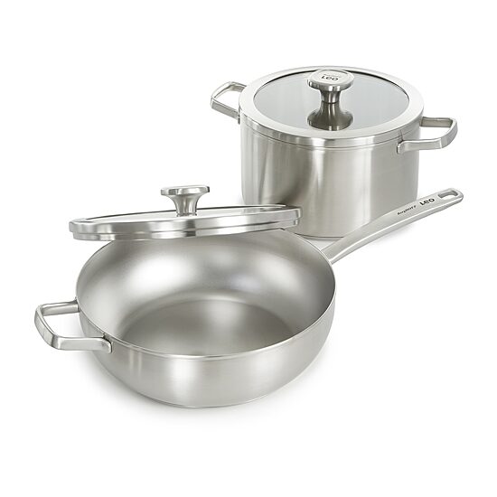 BergHOFF Leo Graphite Recycled 18/10 Stainless Steel 6.3-qt. Stockpot with Glass Lid