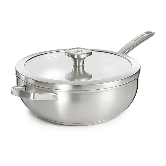 BergHOFF Leo Graphite Recycled 18/10 Stainless Steel 11" Wok with Glass Lid