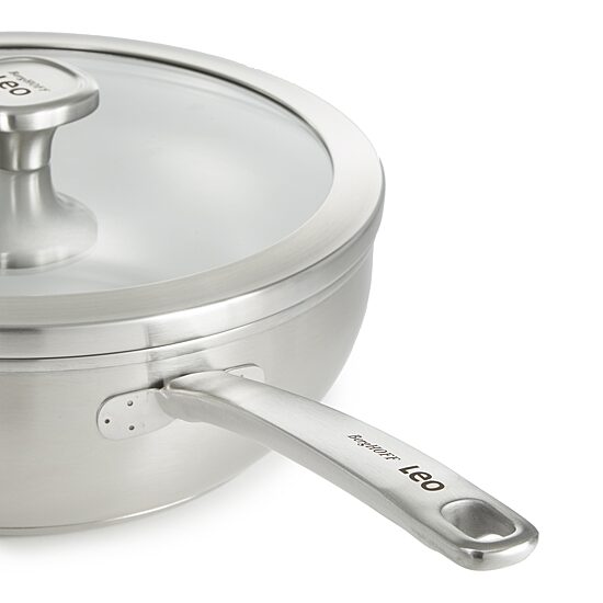 BergHOFF Leo Graphite Recycled 18/10 Stainless Steel 11" Wok with Glass Lid