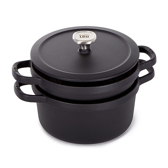 BergHOFF Leo Graphite Enamel Cast Iron 10.25" Round Grill Pan