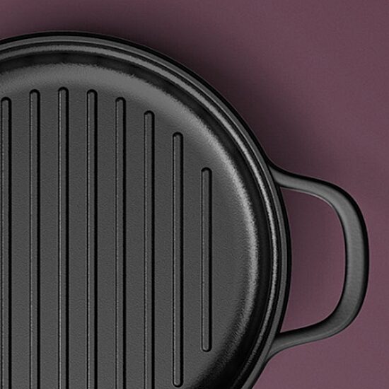 BergHOFF Leo Graphite Enamel Cast Iron 10.25" Round Grill Pan