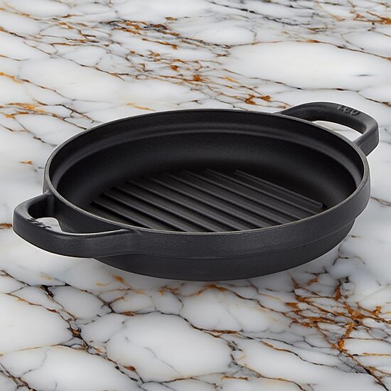 BergHOFF Leo Graphite Enamel Cast Iron 10.25" Round Grill Pan