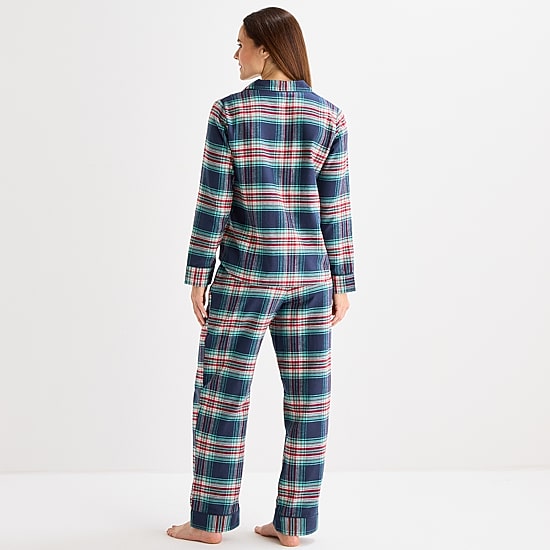 Liz Claiborne Womens Flannel Long Sleeve 2-pc. Pajama Set