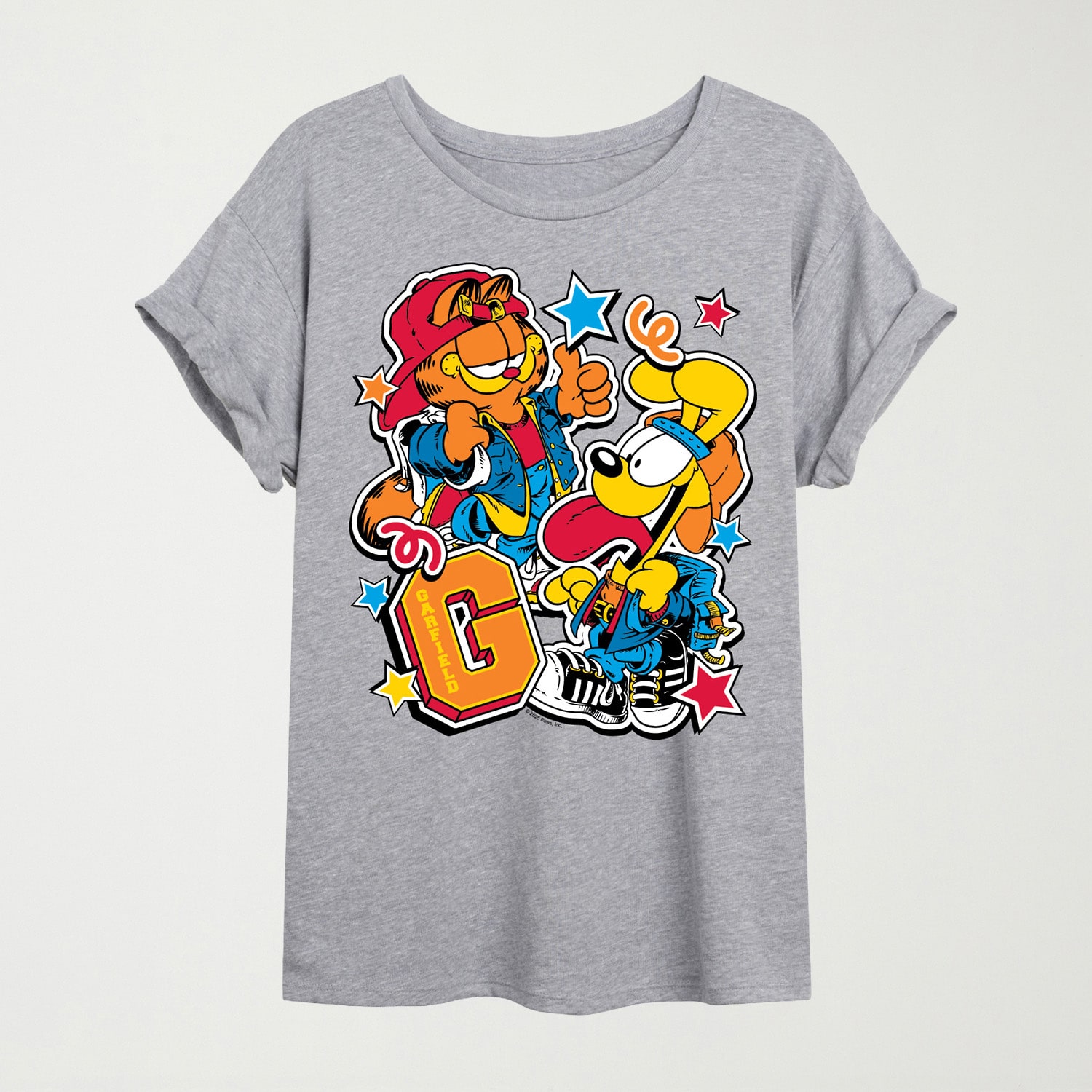 Womens Juniors Crew Neck Short Sleeve Regular Fit Garfield Graphic T-Shirt