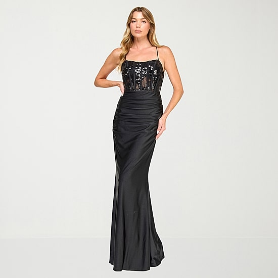 City Triangle Womens Juniors Sweetheart Neck Short Sleeve Spaghetti Straps Sequin Bodycon Dress