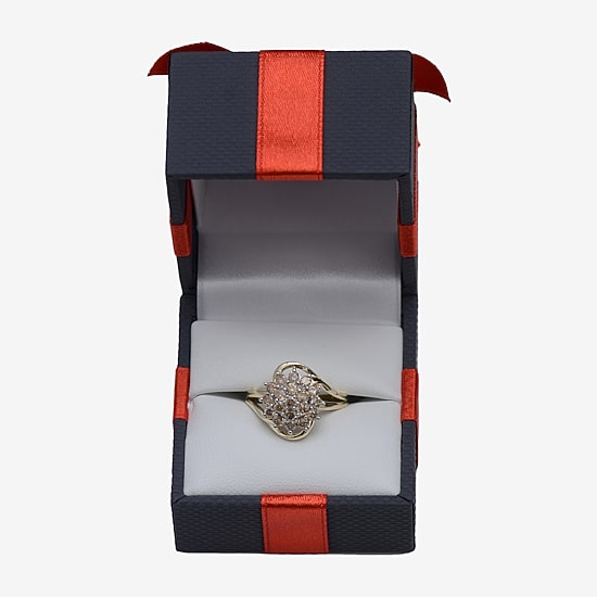 (I, I2) Womens 1 CT. T.W. Lab Grown White Diamond 10K Gold Cluster Cocktail Ring