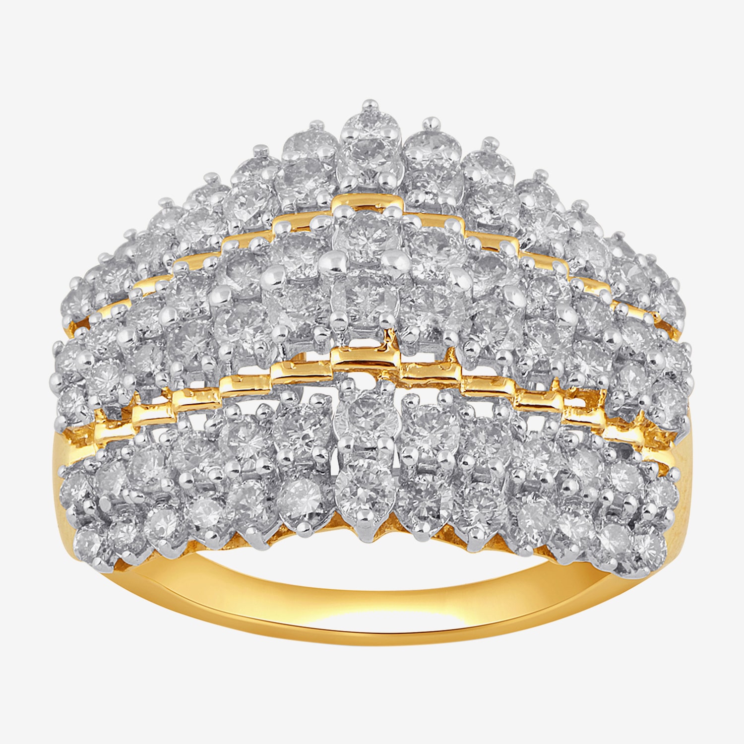 (I,I2) Womens 2 CT. T.W. Lab Grown White Diamond 10K Gold Cluster Cocktail Ring