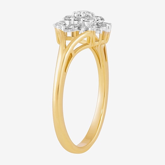 (I,I2) Womens 1/2 CT. T.W. Lab Grown White Diamond 10K Gold Cluster Cocktail Ring