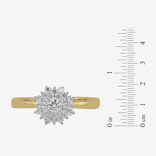 (I,I2) Womens 1/2 CT. T.W. Lab Grown White Diamond 10K Gold Cluster Cocktail Ring