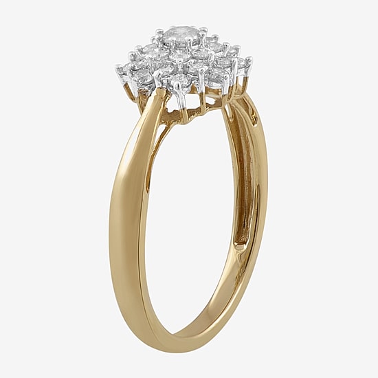 (I,I2) Womens 1/2 CT. T.W. Lab Grown White Diamond 10K Gold Cluster Cocktail Ring