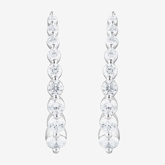 (F/Si2) Womens 1 CT. T.W. Lab Grown White Diamond 10K Gold 21.6mm Hoop Earrings