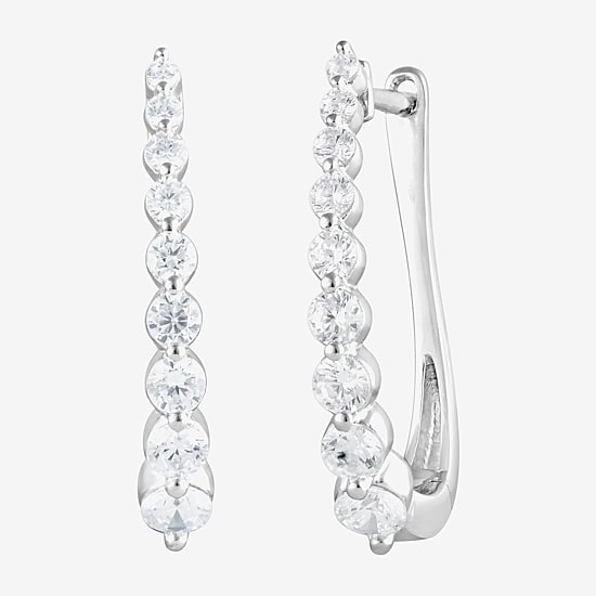 (F/Si2) Womens 1 CT. T.W. Lab Grown White Diamond 10K Gold 21.6mm Hoop Earrings