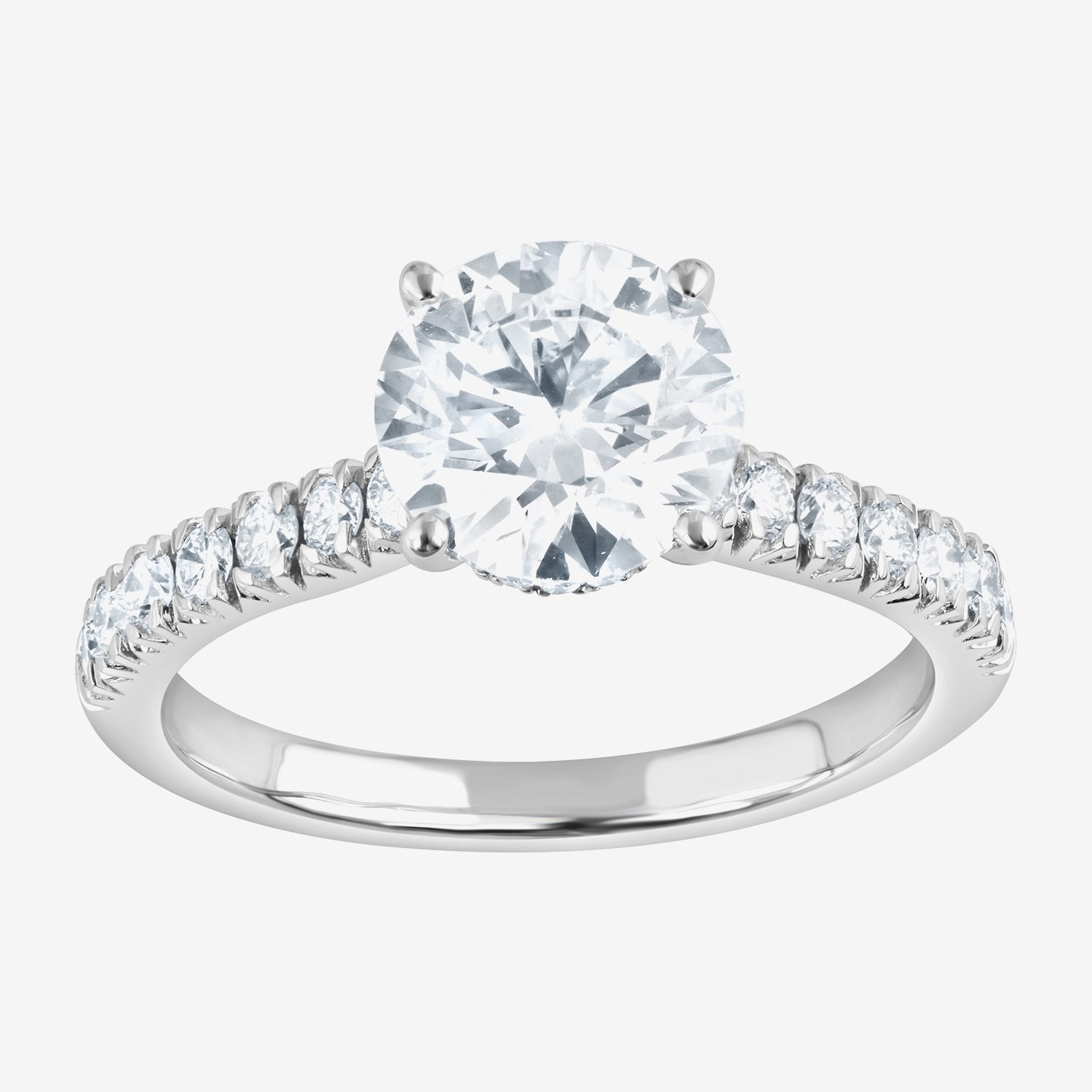 (H-I, Vs1-Vs2) Womens 2 CT. T.W. Lab Grown White Diamond 14K Gold Round Side Stone Engagement Ring