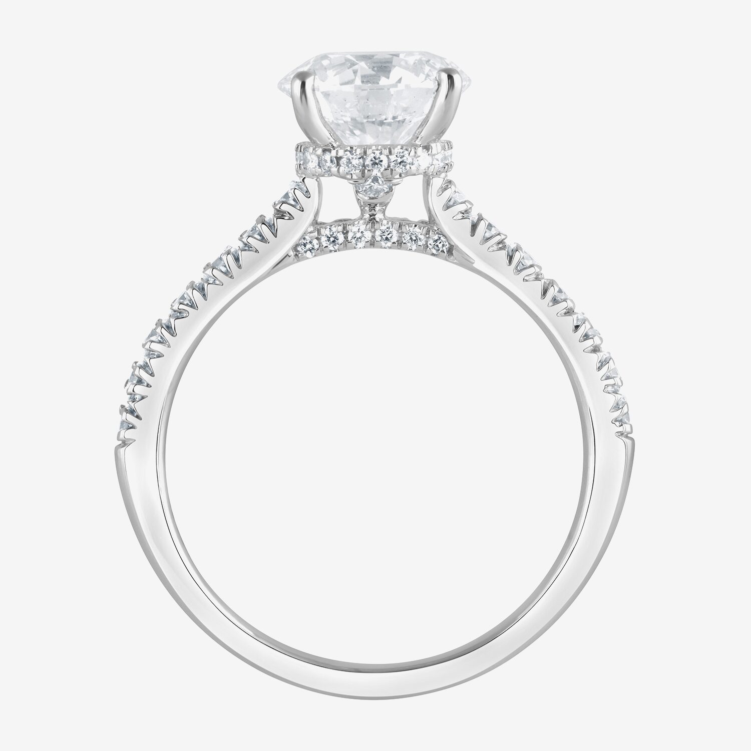 (H-I, Vs1-Vs2) Womens 2 CT. T.W. Lab Grown White Diamond 14K Gold Round Side Stone Engagement Ring