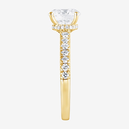(H-I, Vs1-Vs2) Womens 2 CT. T.W. Lab Grown White Diamond 14K Gold Round Side Stone Engagement Ring