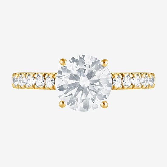 (H-I, Vs1-Vs2) Womens 2 CT. T.W. Lab Grown White Diamond 14K Gold Round Side Stone Engagement Ring