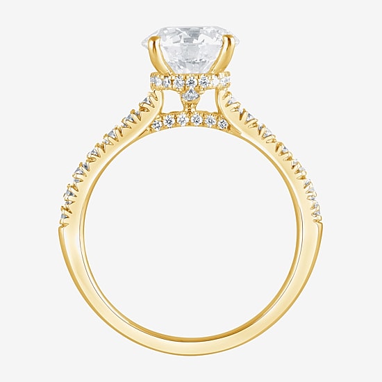 (H-I, Vs1-Vs2) Womens 2 CT. T.W. Lab Grown White Diamond 14K Gold Round Side Stone Engagement Ring