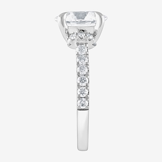 Signature By Modern Bride (F / Vs2) Womens 4 1/2 CT. T.W. Lab Grown White Diamond 14K Gold Round Side Stone Engagement Ring
