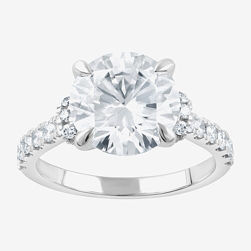 Signature By Modern Bride (F / Vs2) Womens 4 1/2 CT. T.W. Lab Grown White Diamond 14K Gold Round Side Stone Engagement Ring, 9, White