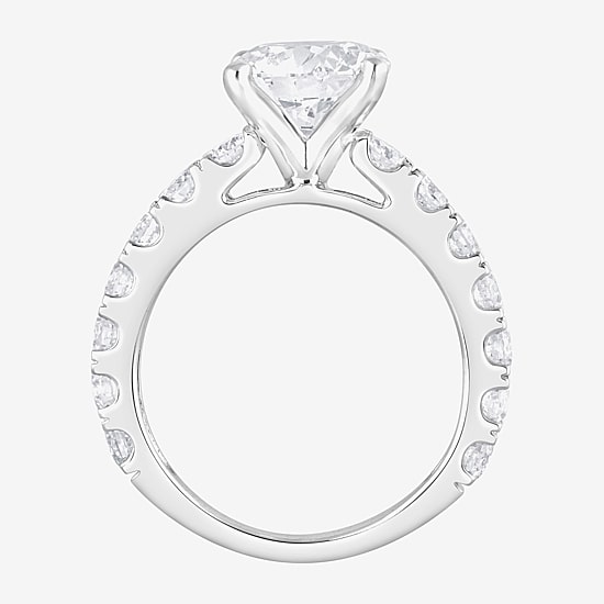 (F / Vs2) Womens 5 CT. T.W. Lab Grown White Diamond 14K Gold Round Side Stone Engagement Ring