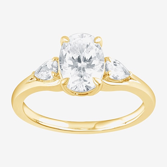 Love Lives Forever (F / Vs2) Womens 1 3/4 CT. T.W. Lab Grown White Diamond 10K Gold Oval 3-Stone Engagement Ring