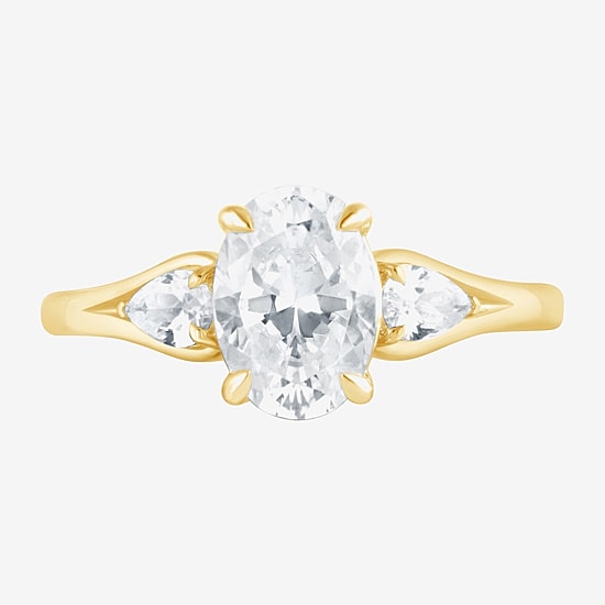 Love Lives Forever (F / Vs2) Womens 1 3/4 CT. T.W. Lab Grown White Diamond 10K Gold Oval 3-Stone Engagement Ring