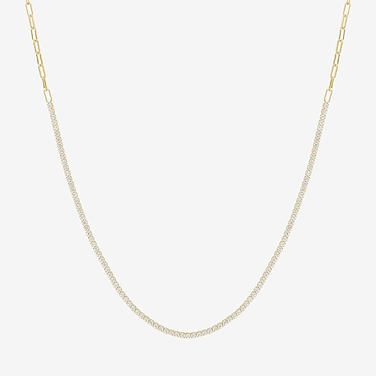 Yes, Please! Womens White Sapphire Sterling Silver 16 Inch Tennis Necklace