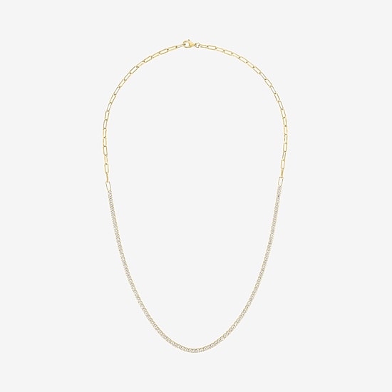 Yes, Please! Womens White Sapphire Sterling Silver 16 Inch Tennis Necklace