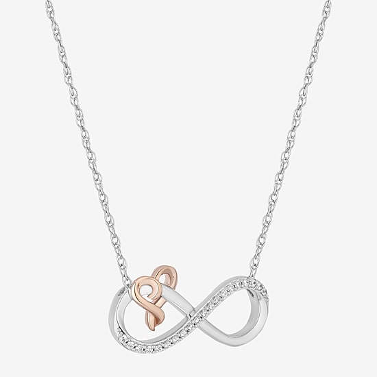 (I, I2) Womens 1/10 CT. T.W. Lab Grown White Diamond 14K Rose Gold Over Silver Infinity 18 Inch Pendant Necklace