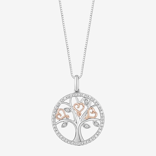 Hallmark Diamonds (I, I2) Womens 1/8 CT. T.W. Lab Grown White Diamond 14K Rose Gold Over Silver Sterling Silver Heart 18 Inch Pendant Necklace